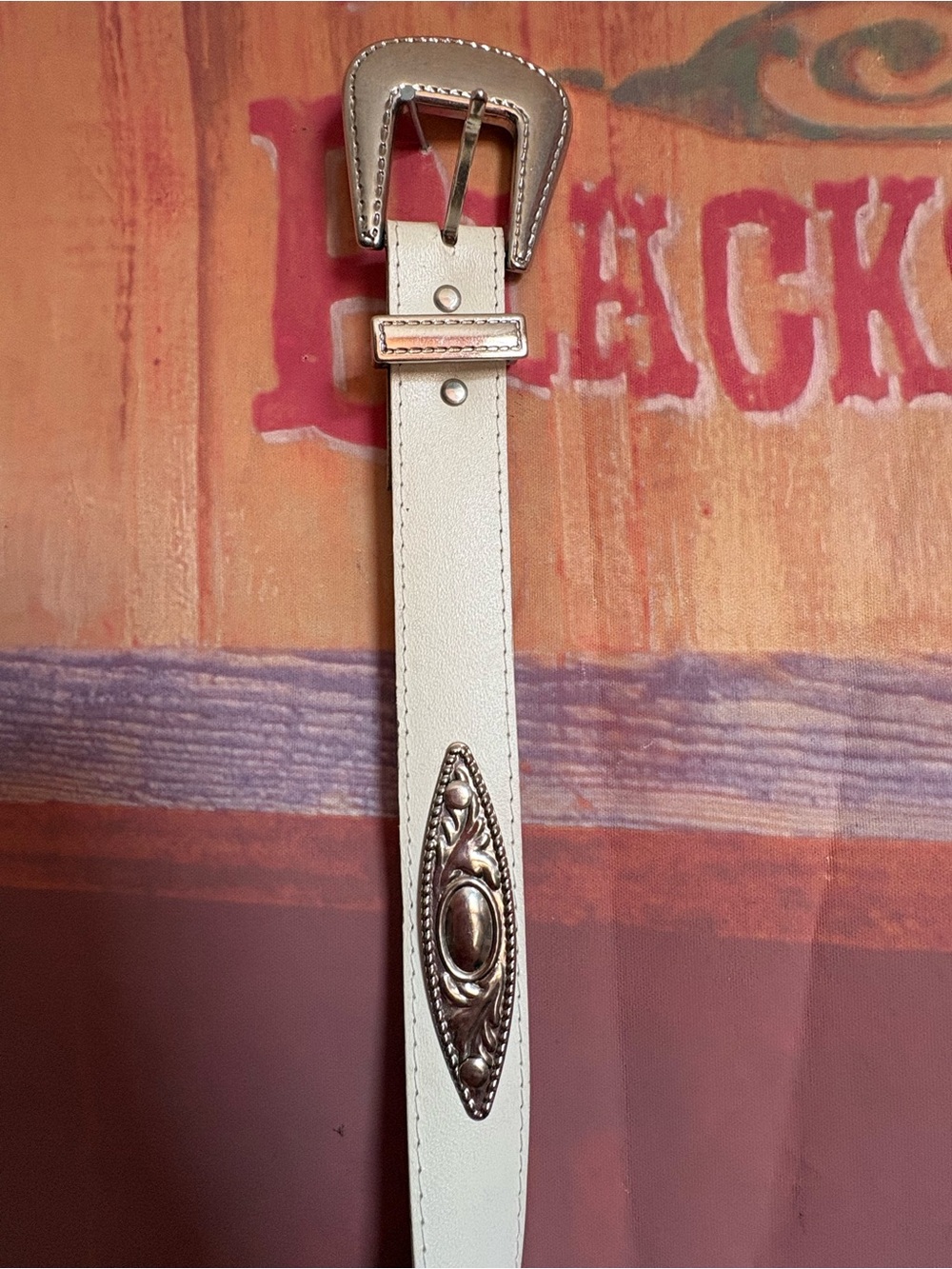 Vintage Century Canada White Leather Concho Belt โ Western